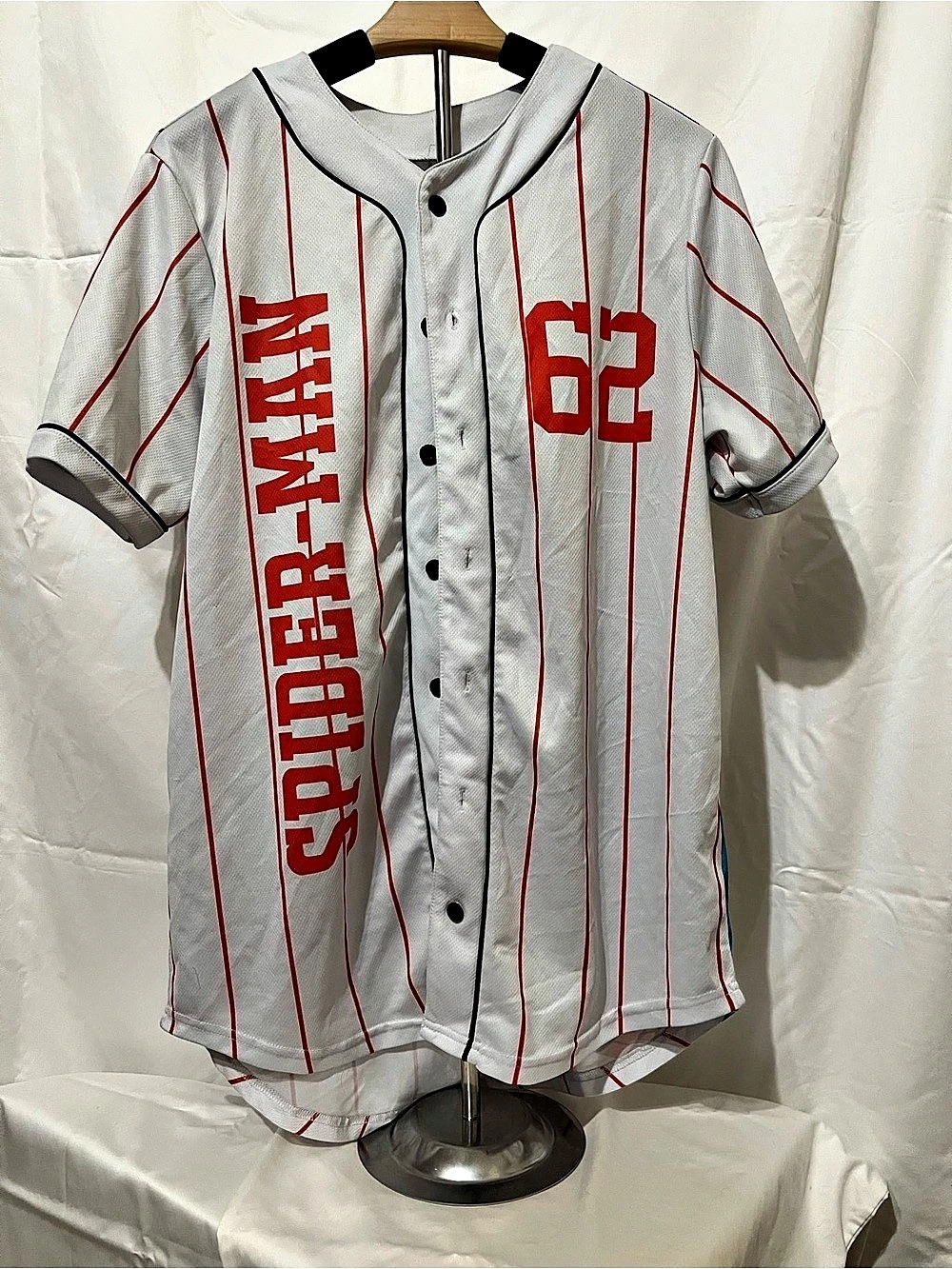 Marvel Spider-Man Pinstripe Baseball Jersey Size Medium